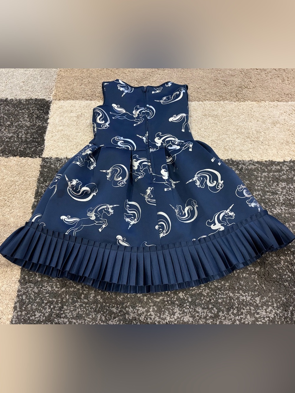 Girls Wonder Nation Blue Dress With Silver Unicorns Size 5
